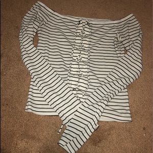 Aeropostale white and black striped top